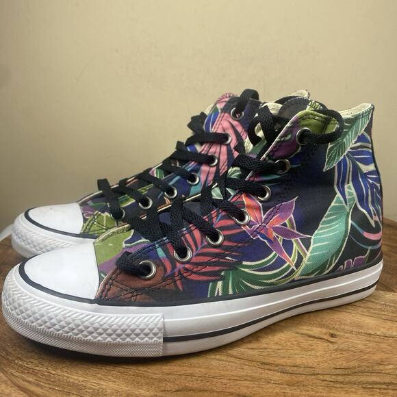 Converse Chuck Taylor All Star High Floral Tropical Womens Purple Size 8 Shoes - Picture 4 of 10